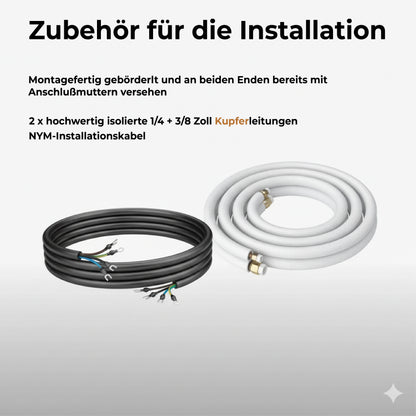 Frostwerke® Kältemittelleitung 1–15 m, Montage-Set für Split-Klimaanlagen (1/4″ + 1/2″, 5-adrig)