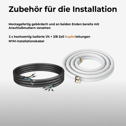 Frostwerke® Kältemittelleitung 1–15 m, Montage-Set für Split-Klimaanlagen (1/4″ + 3/8″, 5-adrig)