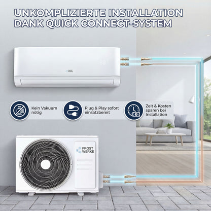 Frostwerke® Split Klimaanlage Quick Connect 12.000 BTU (3,5kW) Komplettset