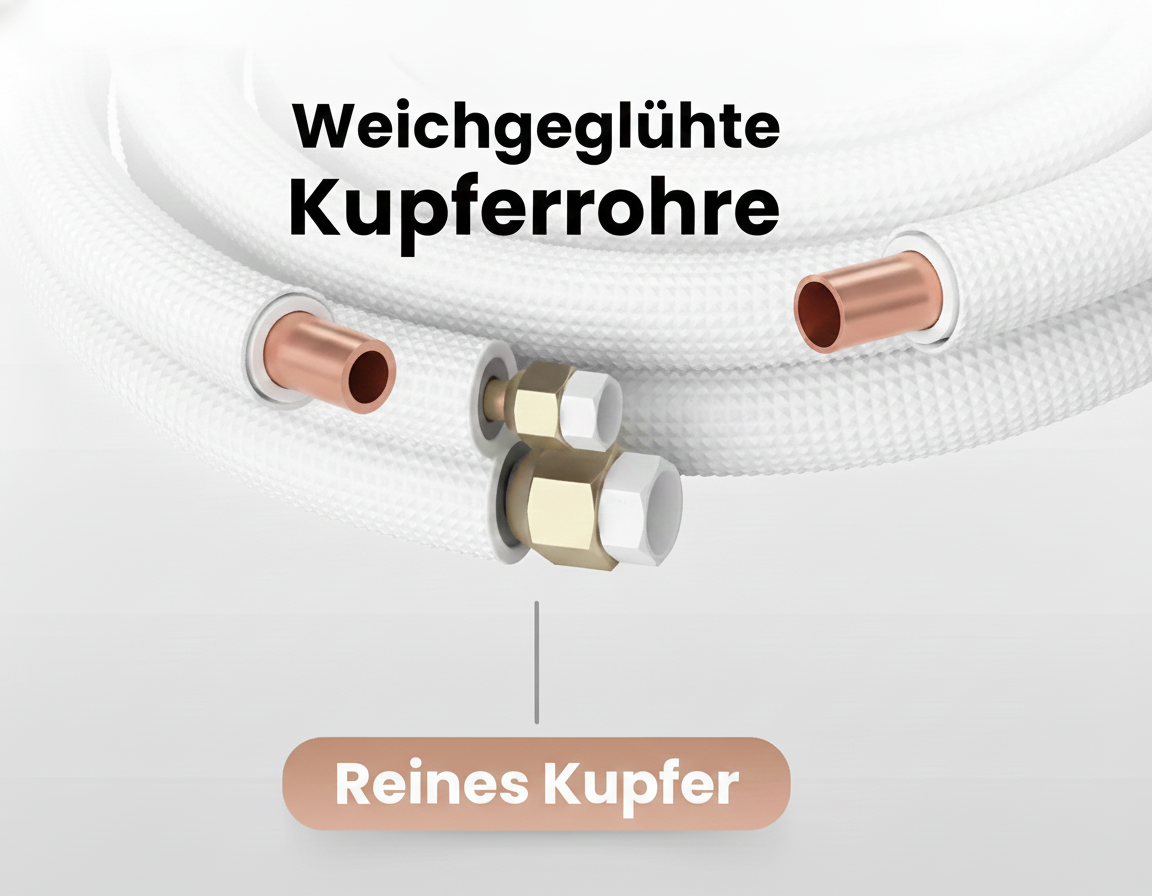 Frostwerke® Kältemittelleitung 1–15 m, Montage-Set für Split-Klimaanlagen (1/4″ + 1/2″, 5-adrig)