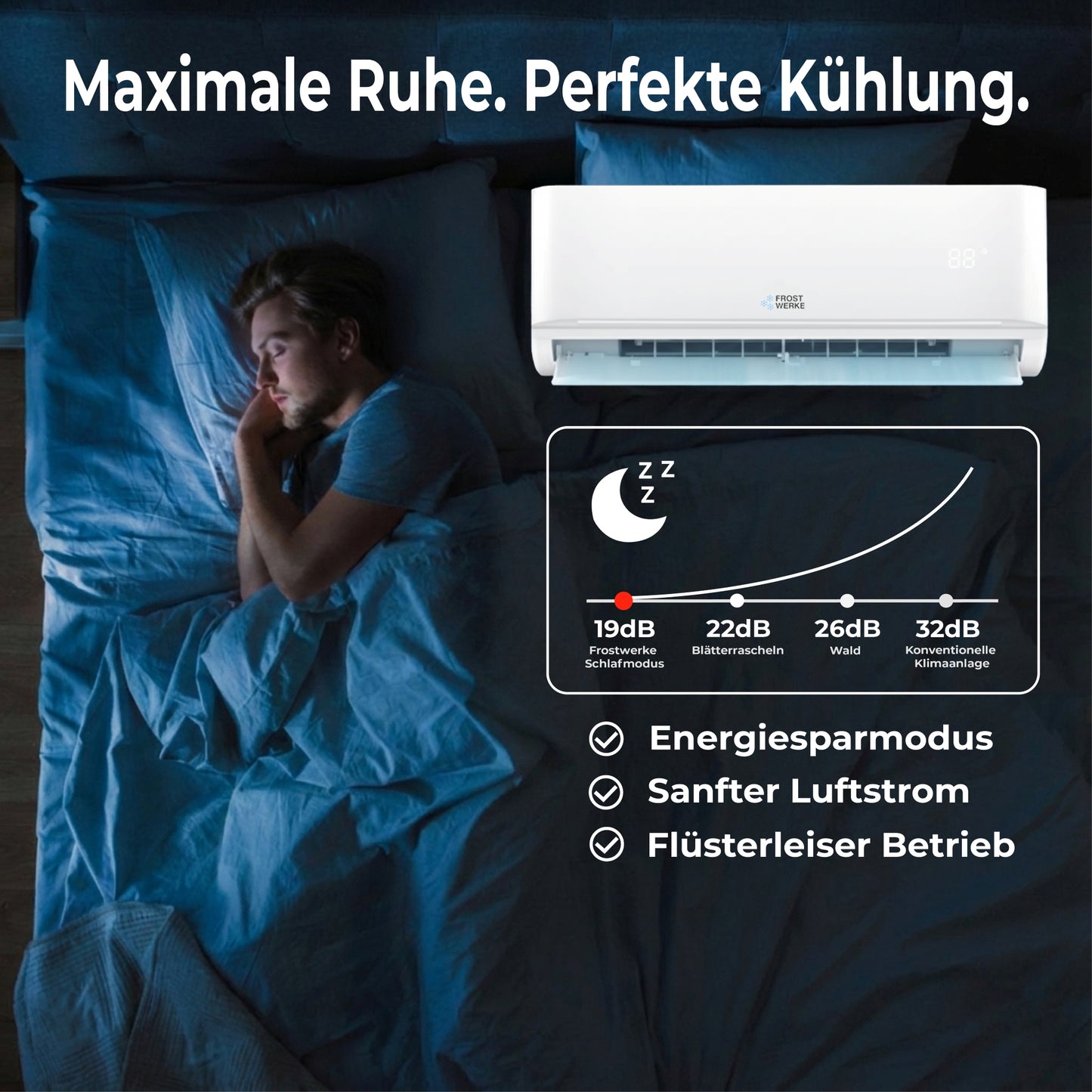 Frostwerke® Split Klimaanlage 9.000 BTU (2,6kW) Komplettset